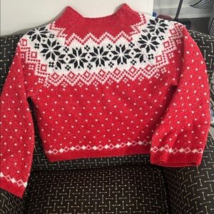 No Boundaries Red and White Patterned Sweater